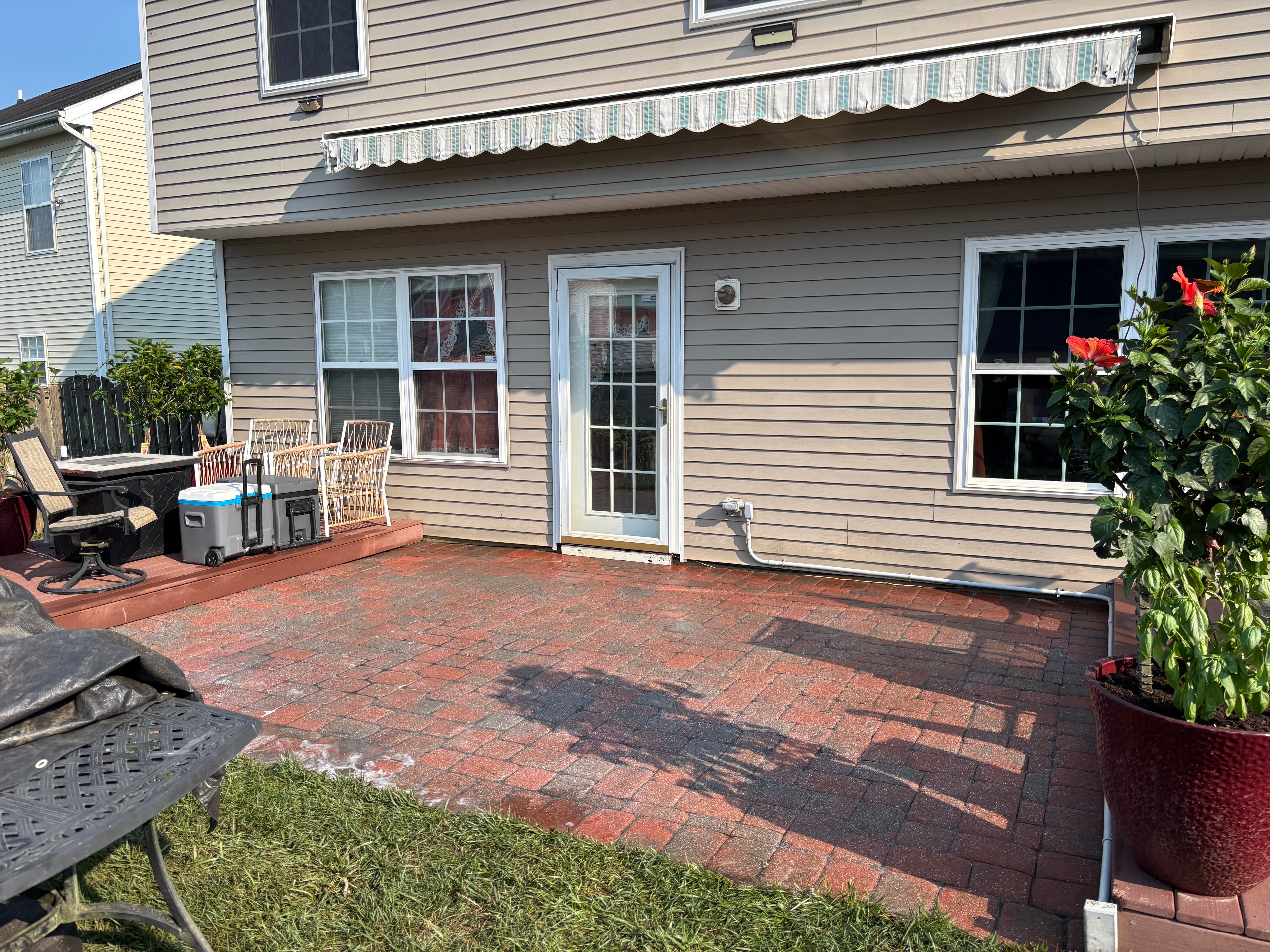 Patio pavers after pressure washing